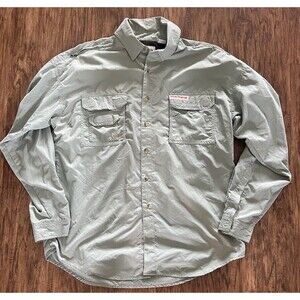 Hook & Tackle Fishing Shirt Men’s L Button Up Long Sleeve Green Vented Air/X